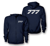 Thumbnail for 777 Flat Text Designed Zipped Hoodies