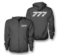 Thumbnail for 777 Flat Text Designed Zipped Hoodies