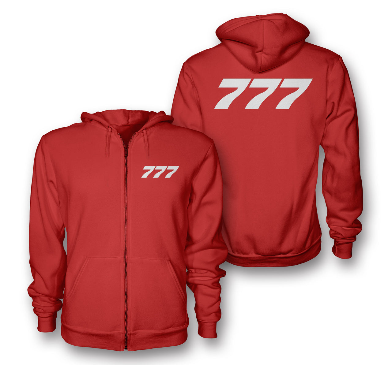 777 Flat Text Designed Zipped Hoodies