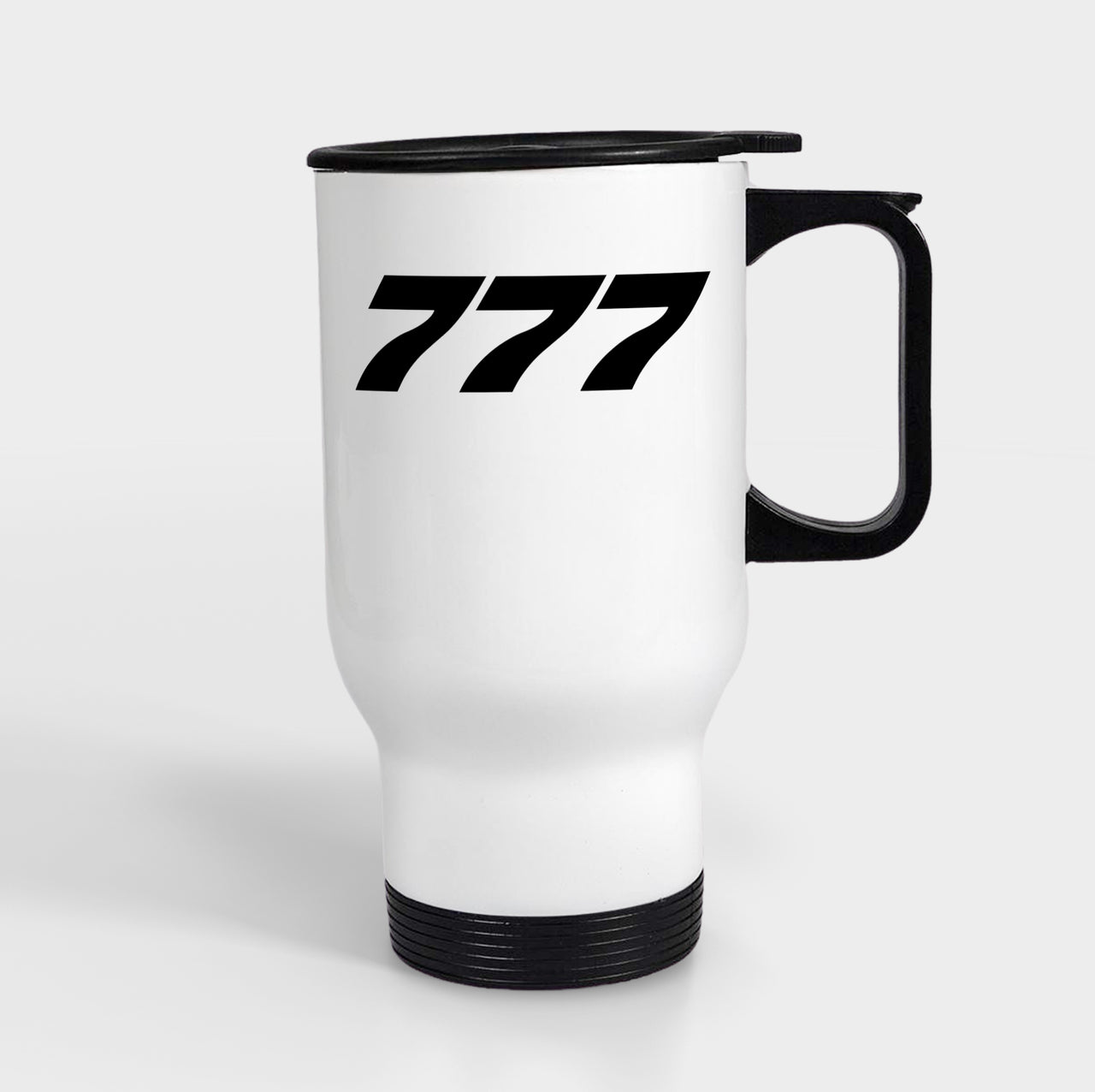 777 Flat Text Designed Travel Mugs (With Holder)