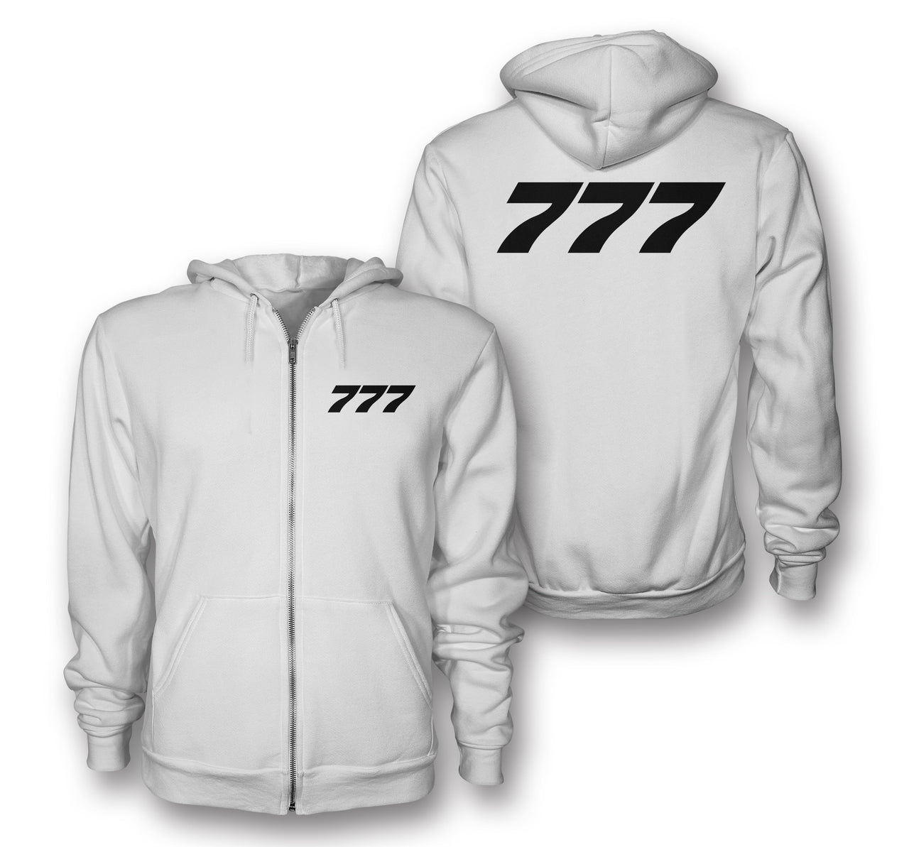 777 Flat Text Designed Zipped Hoodies
