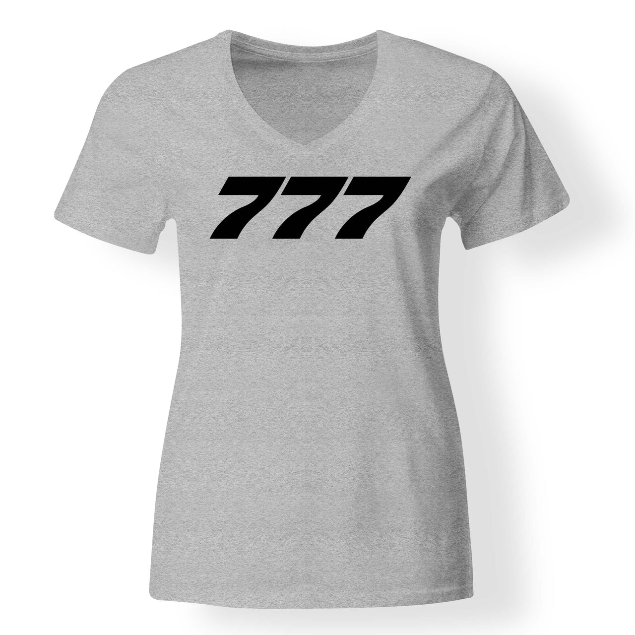 777 Flat Text Designed V-Neck T-Shirts