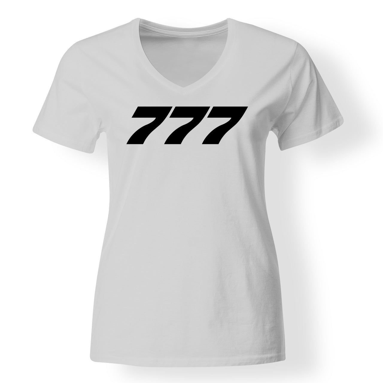 777 Flat Text Designed V-Neck T-Shirts