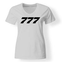 Thumbnail for 777 Flat Text Designed V-Neck T-Shirts