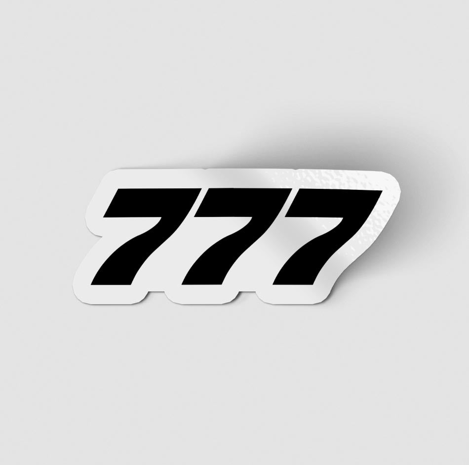 777 Flat Text Designed Stickers
