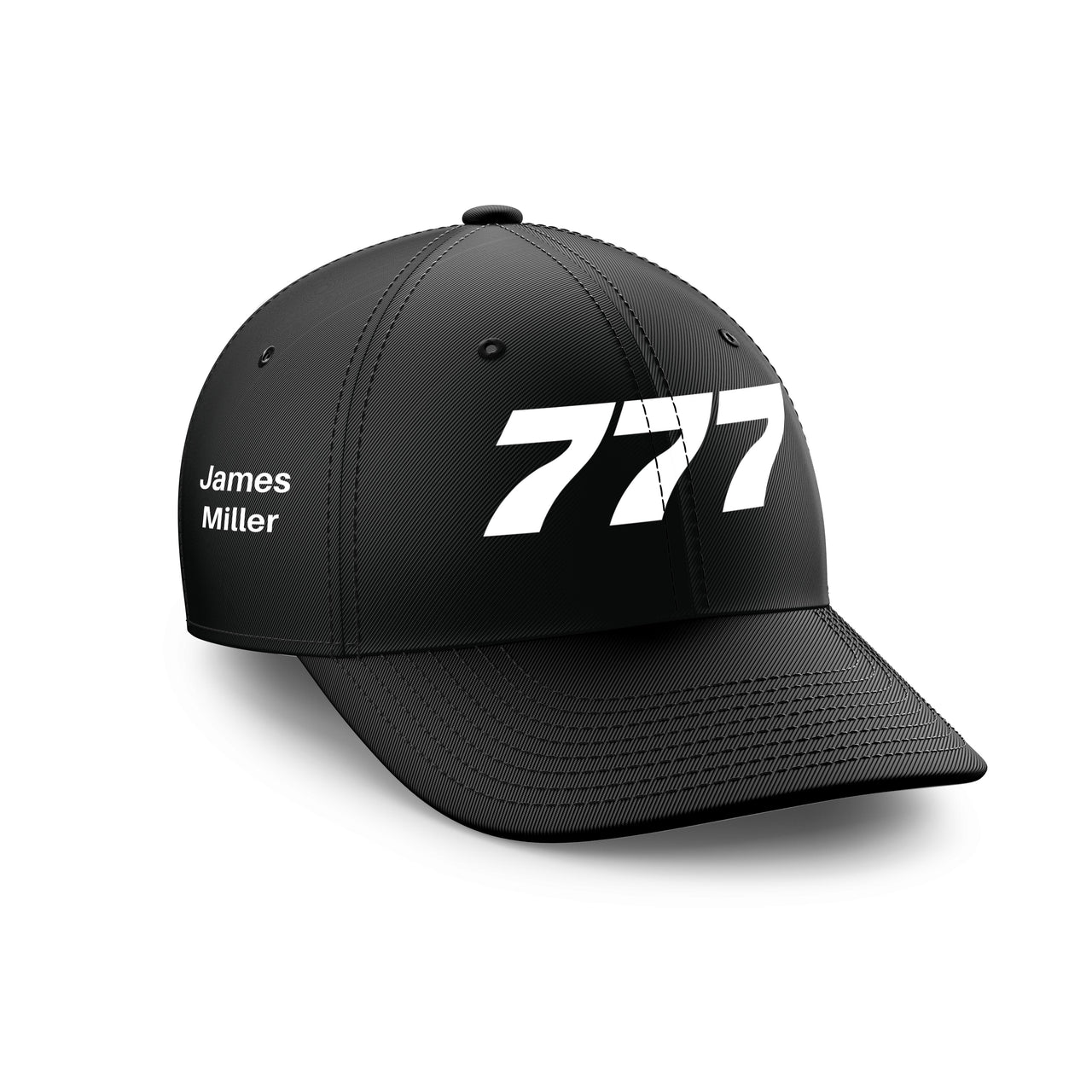 Customizable Name & 777 Flat Text Embroidered Hats