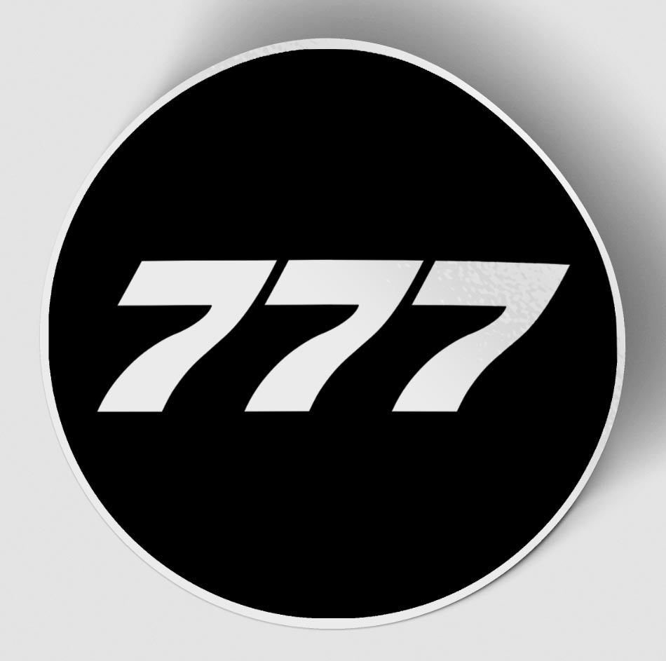 777 Flat Text Black Designed Stickers