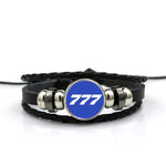 777 Flat Text Designed Leather Bracelets