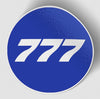 777 Flat Text Blue Designed Stickers