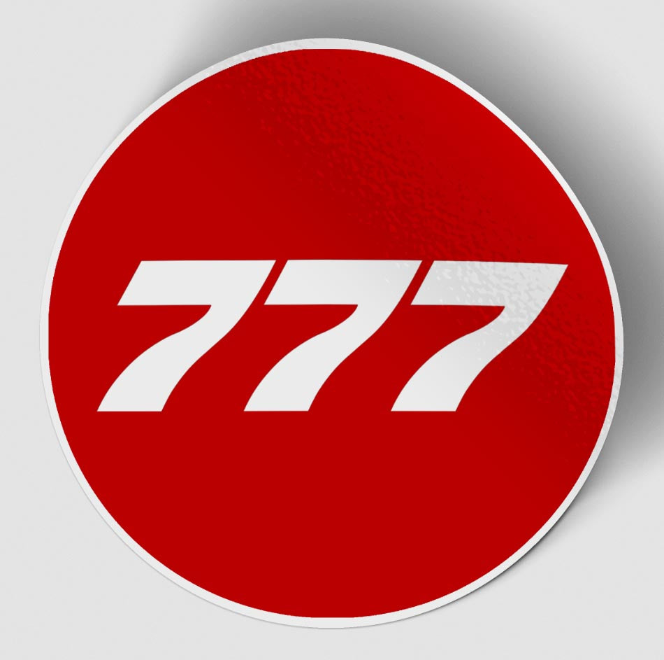 777 Flat Text Red Designed Stickers