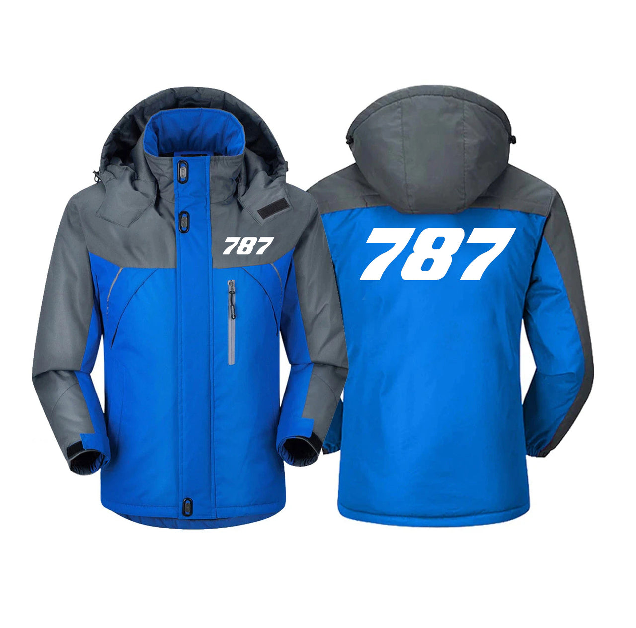 787 Flat Text Designed Thick Winter Jackets
