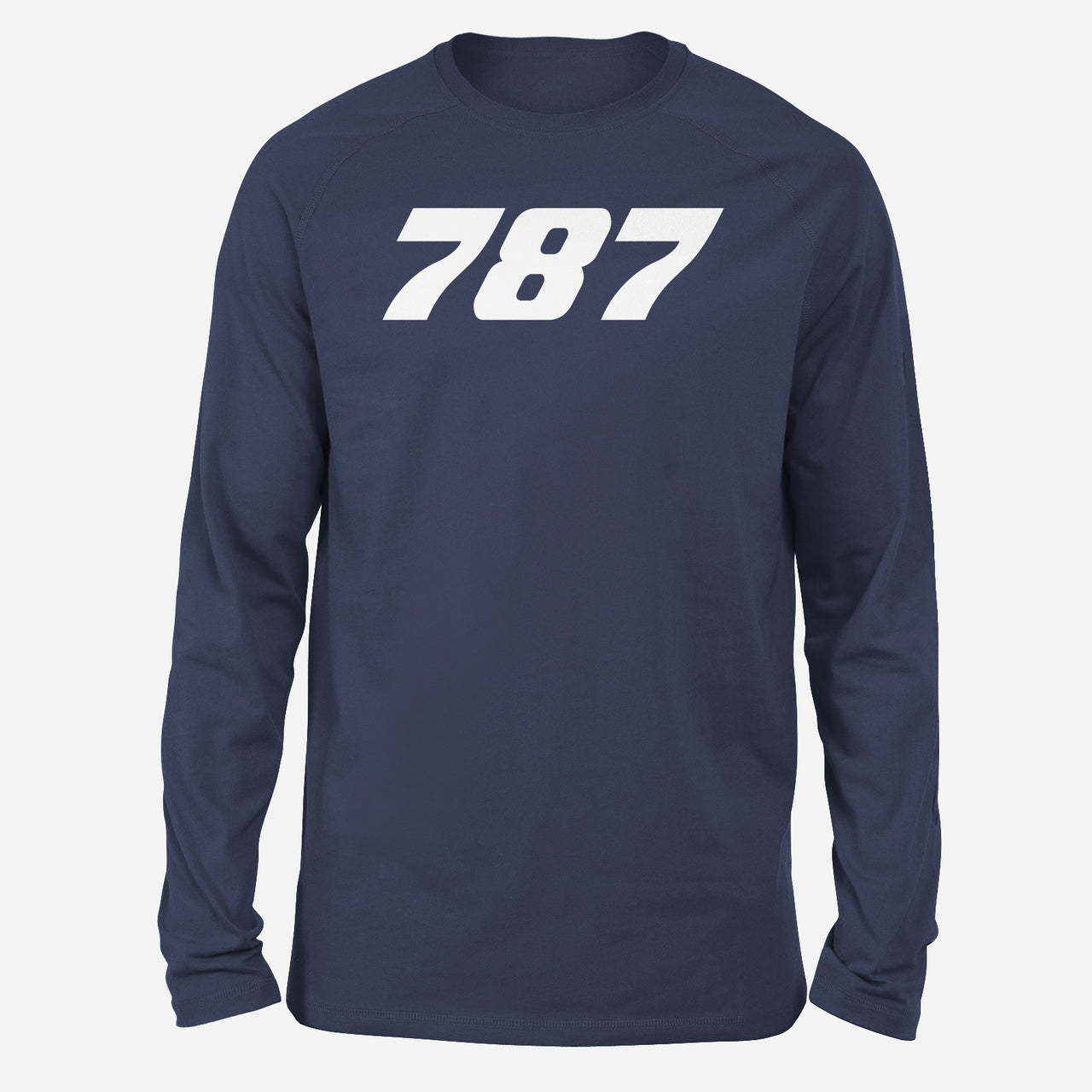 787 Flat Text Designed Long-Sleeve T-Shirts