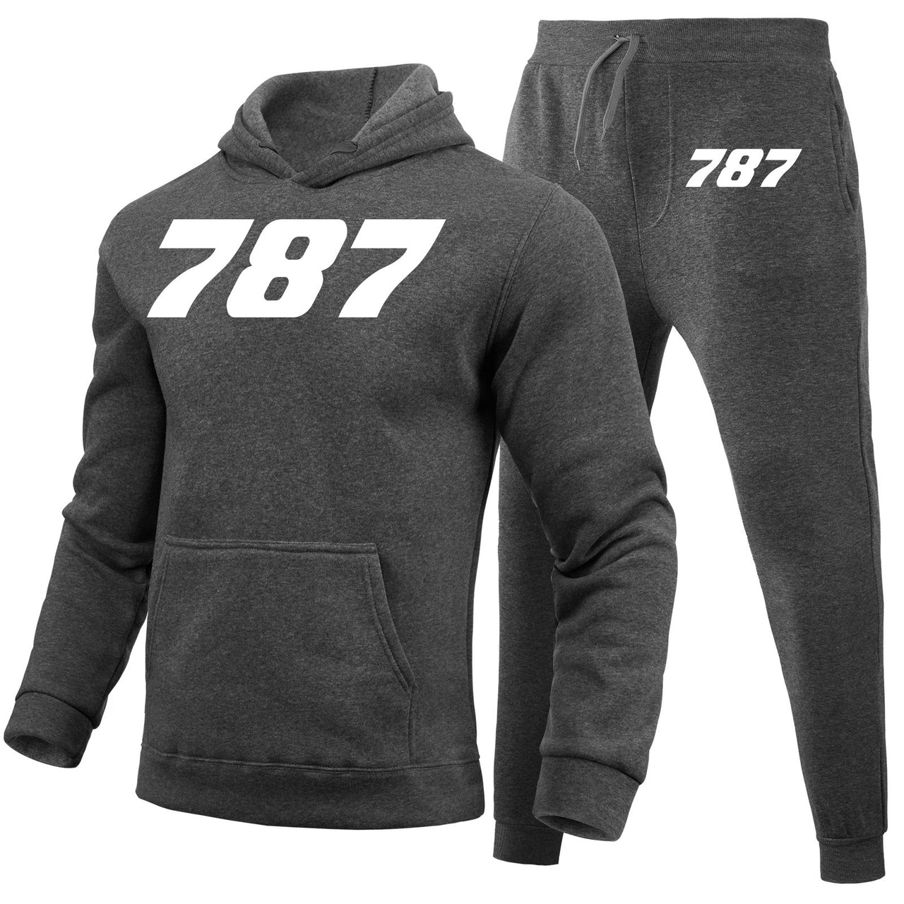 787 Flat Text Designed Hoodies & Sweatpants Set