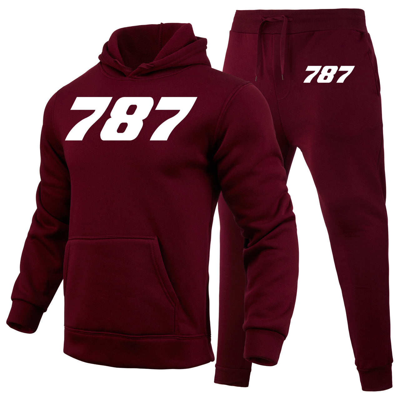 787 Flat Text Designed Hoodies & Sweatpants Set