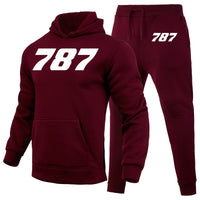 Thumbnail for 787 Flat Text Designed Hoodies & Sweatpants Set