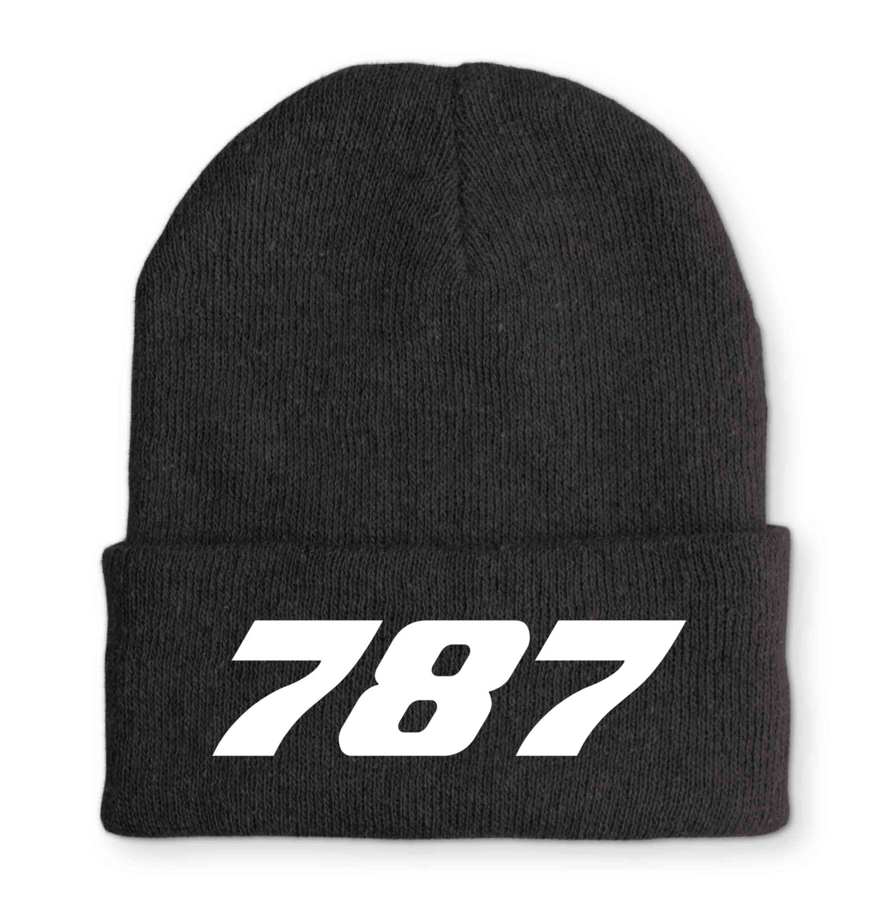 787 Flat Text Embroidered Beanies