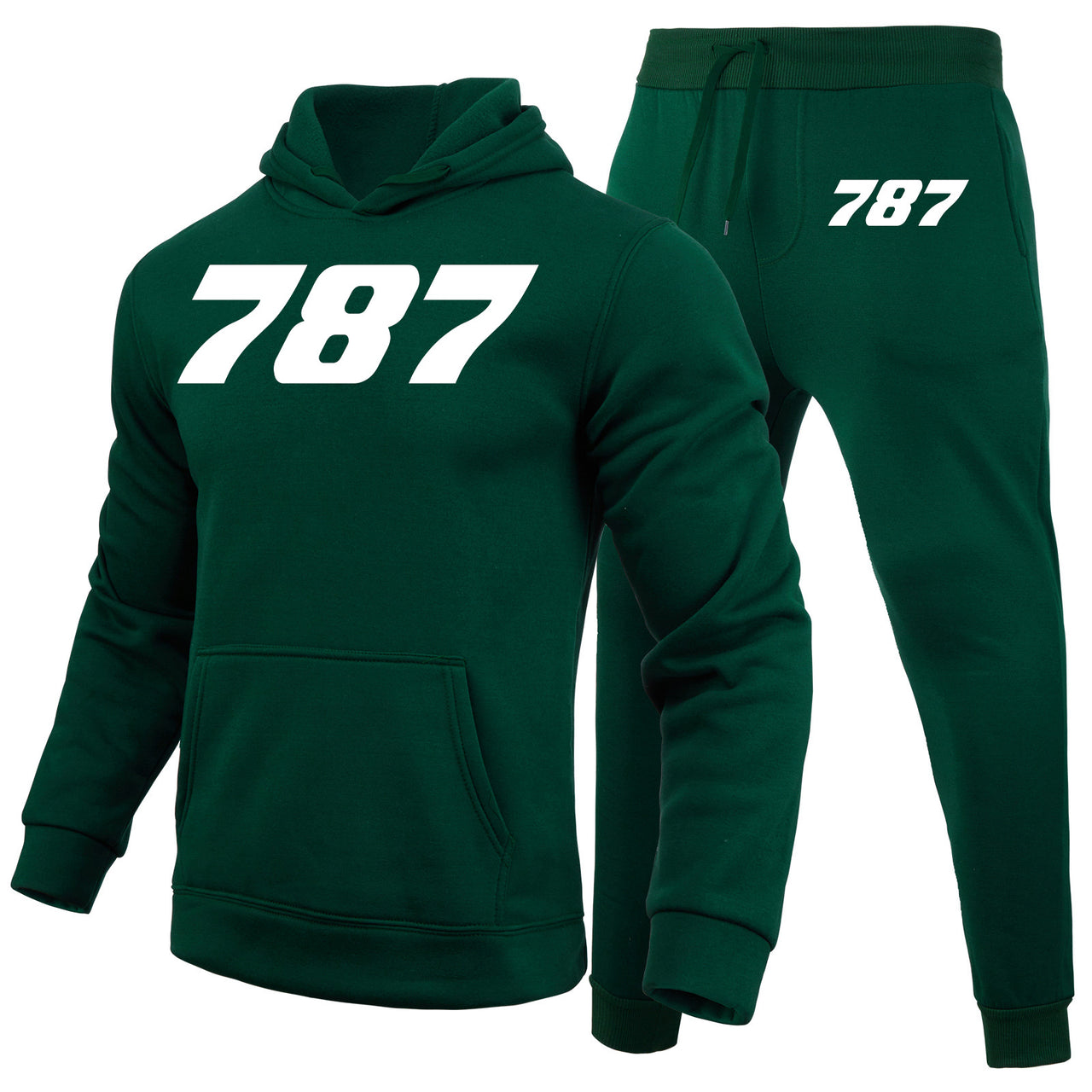 787 Flat Text Designed Hoodies & Sweatpants Set