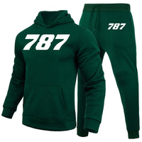 Thumbnail for 787 Flat Text Designed Hoodies & Sweatpants Set