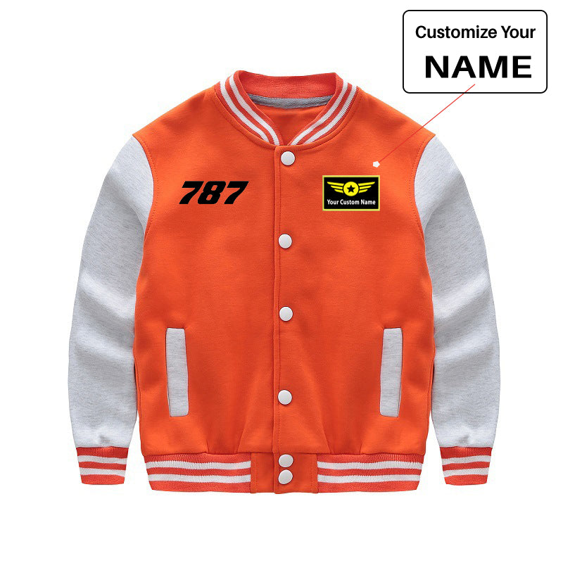 787 Flat Text Designed "CHILDREN" Baseball Jackets