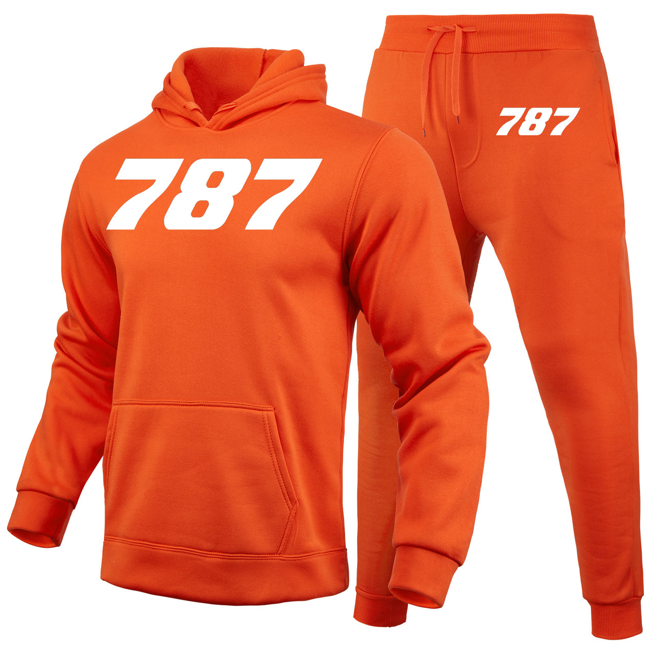 787 Flat Text Designed Hoodies & Sweatpants Set