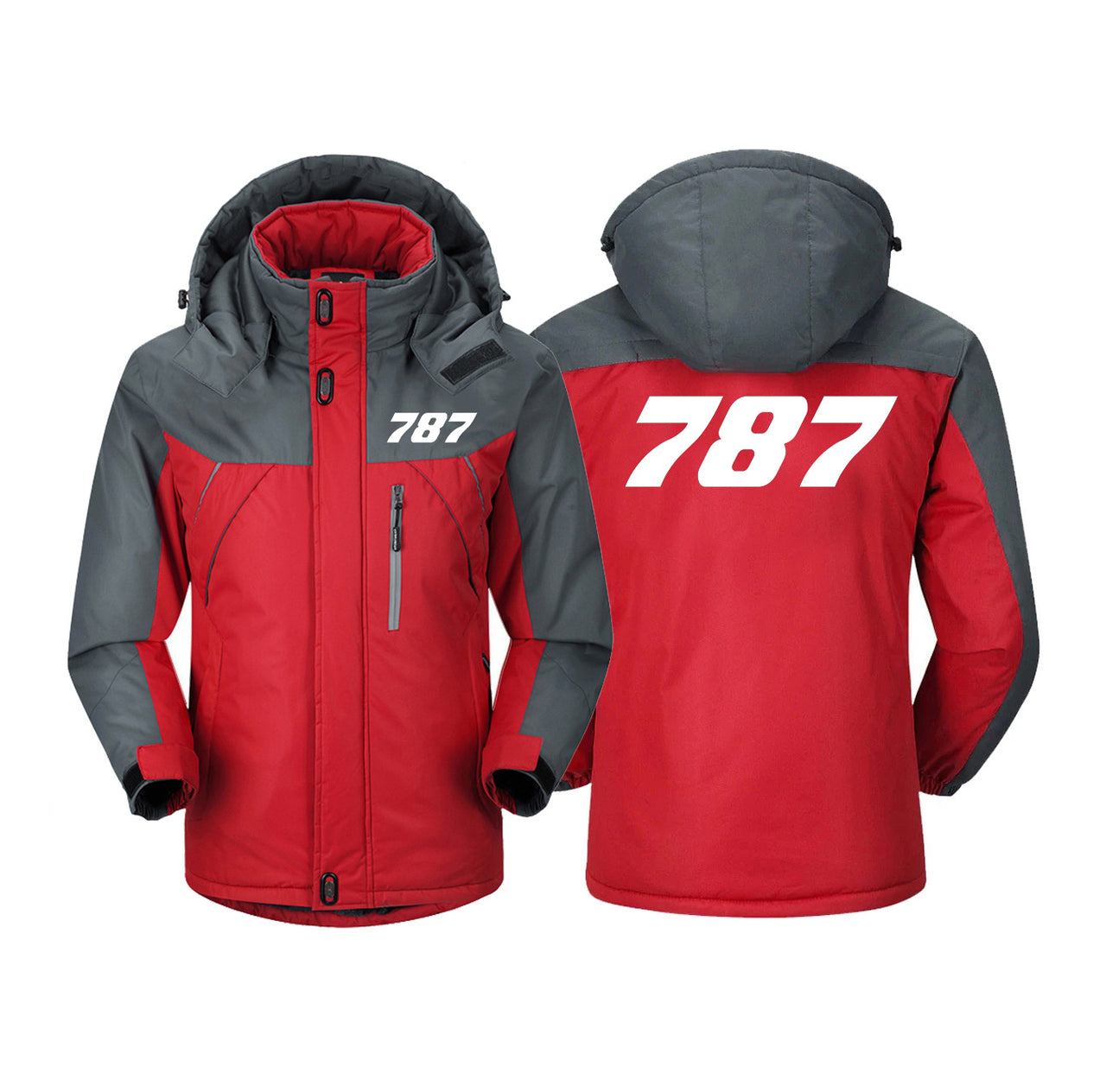 787 Flat Text Designed Thick Winter Jackets