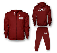 Thumbnail for 787 Flat Text Designed Zipped Hoodies & Sweatpants Set