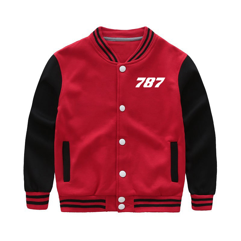 787 Flat Text Designed "CHILDREN" Baseball Jackets