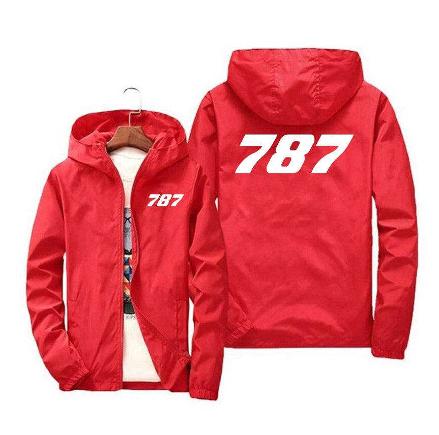 787 Flat Text Designed Windbreaker Jackets