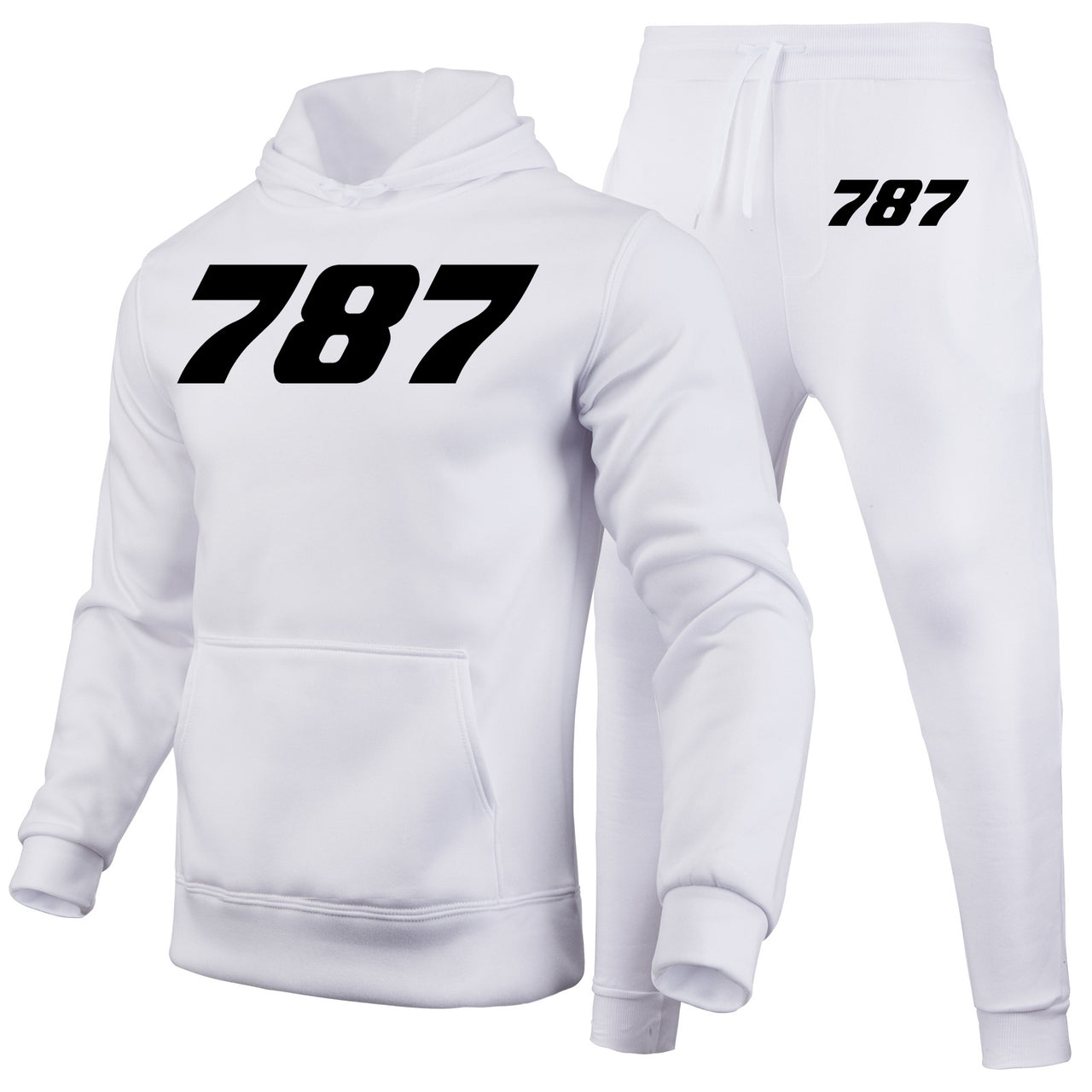 787 Flat Text Designed Hoodies & Sweatpants Set