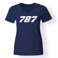 Thumbnail for 787 Flat Text Designed V-Neck T-Shirts