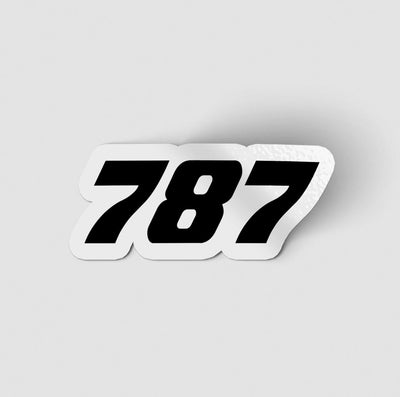 Boeing 787 Flat Text aviation themed sticker, weather-resistant vinyl.