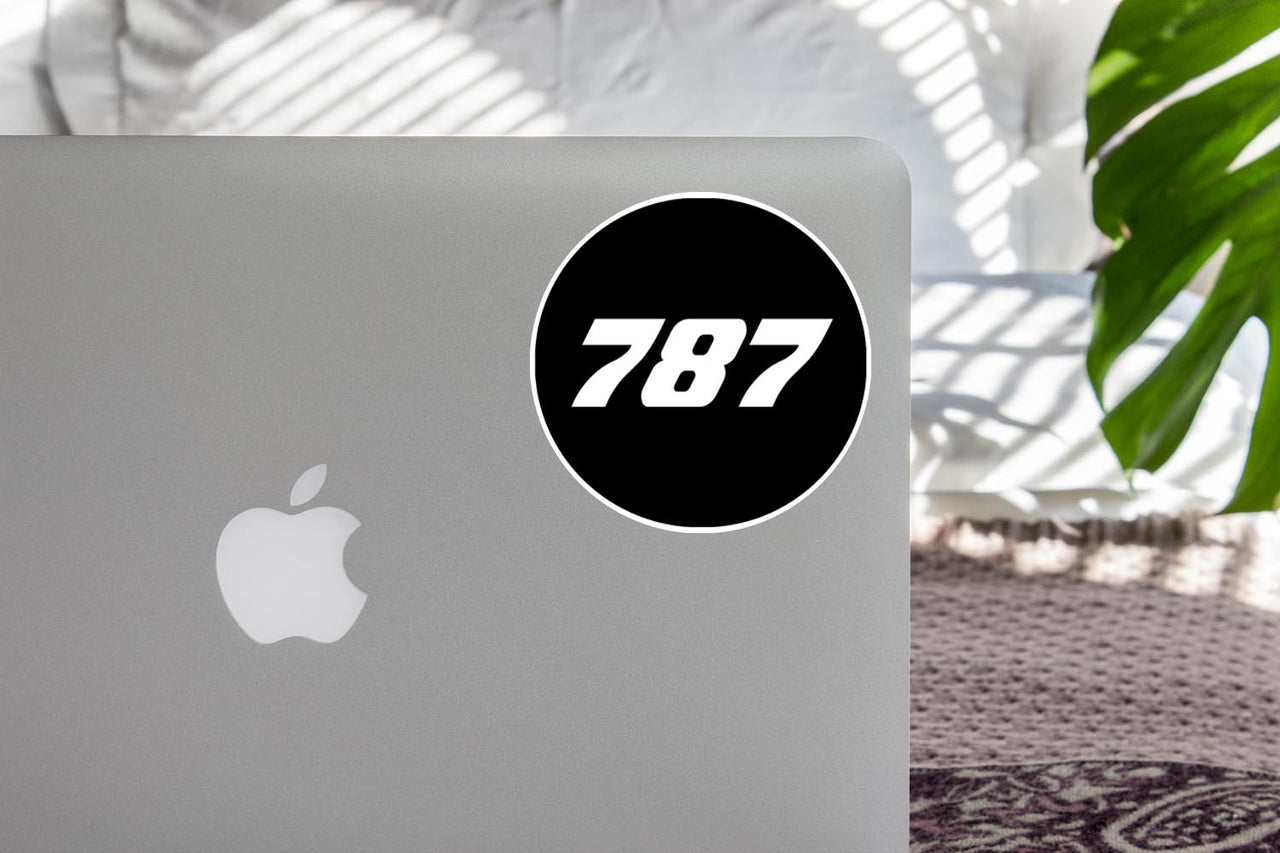 787 Flat Text Black Designed Stickers