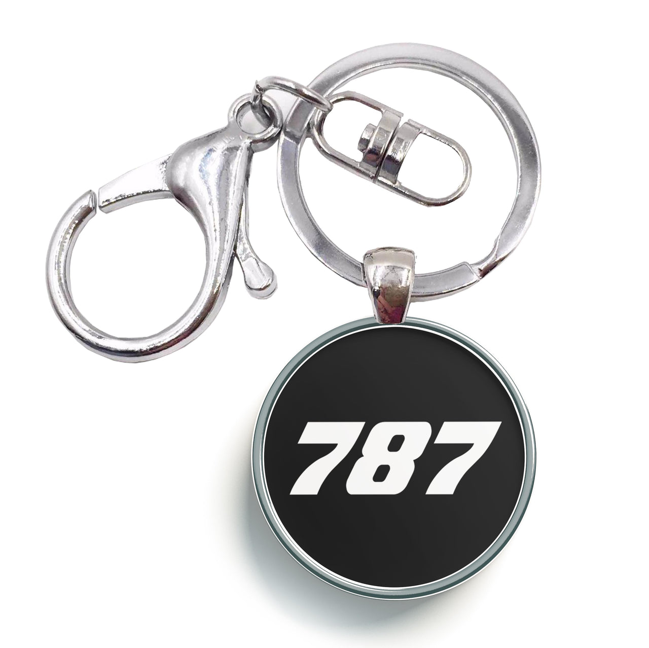 787 Flat Text Designed Circle Key Chains