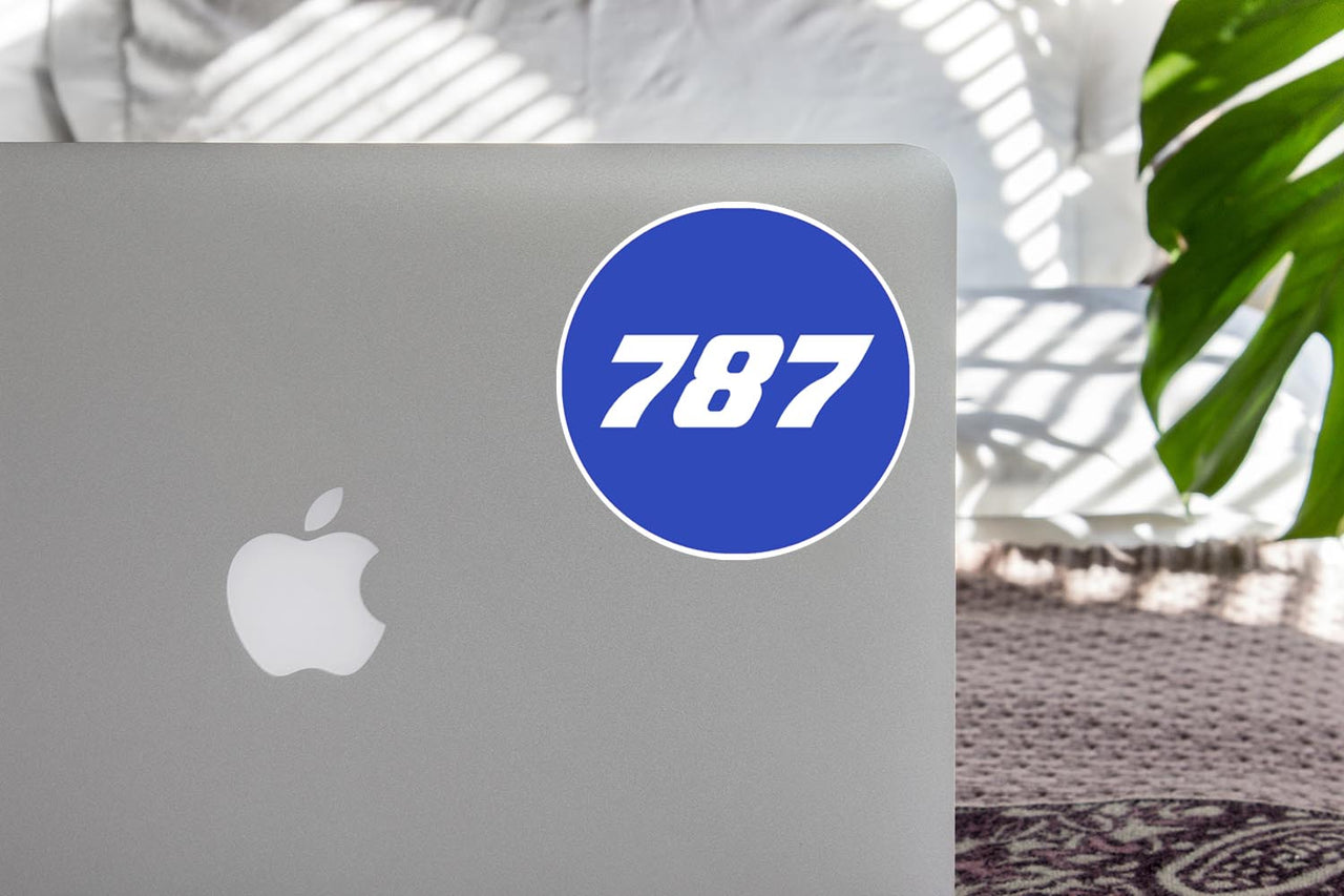 787 Flat Text Blue Designed Stickers