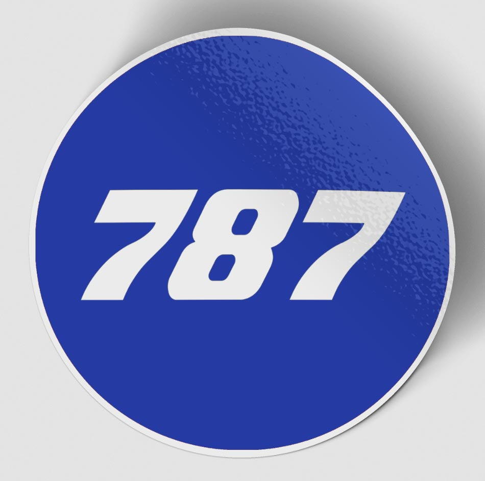787 Flat Text Blue Designed Stickers
