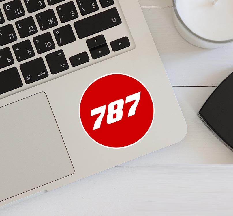 787 Flat Text Red Designed Stickers