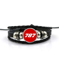 Thumbnail for 787 Flat Text Designed Leather Bracelets