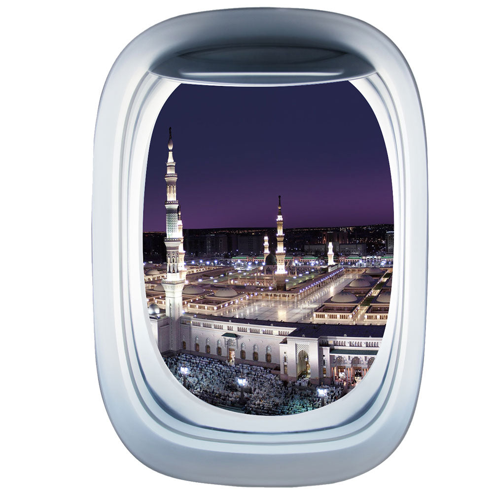 Airplane Window & Masjidal-Madinah Printed Wall Window Stickers