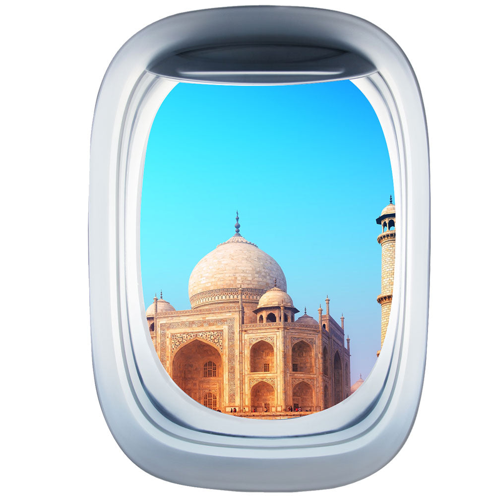Airplane Window & Taj Mahal Printed Wall Window Stickers