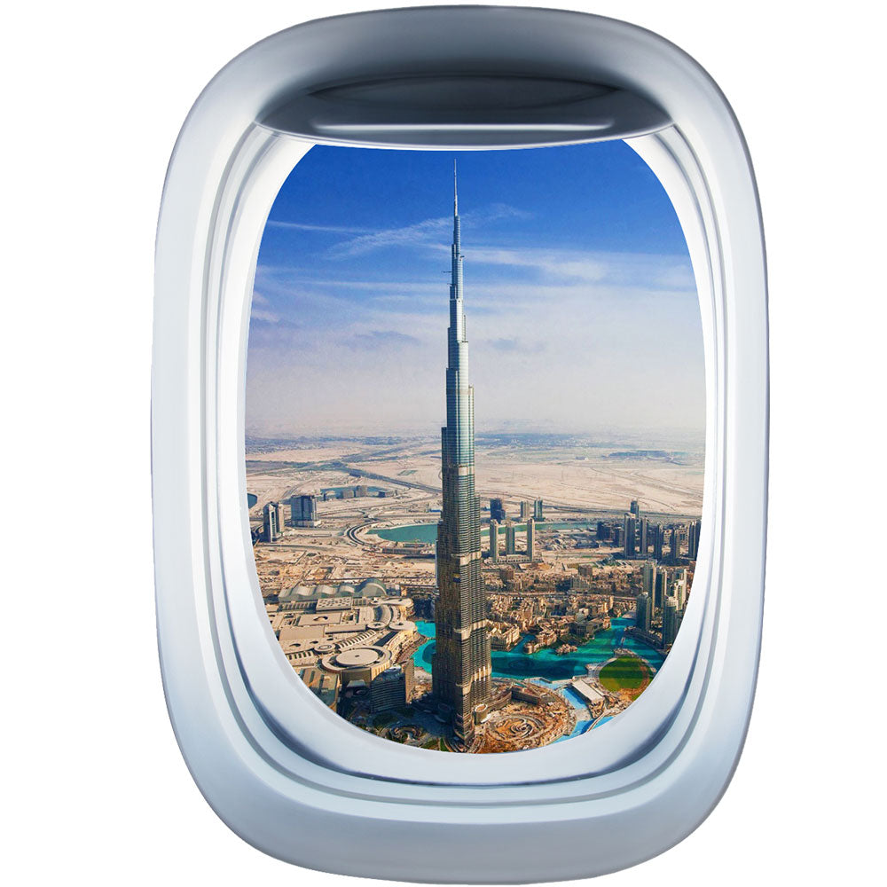 Airplane Window & Burj Khalifa Printed Wall Window Stickers