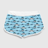 Thumbnail for Cartoon & Funny Airplanes Designed Women Beach Style Shorts
