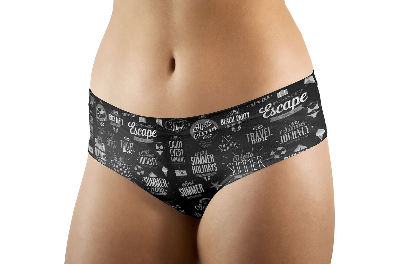 Black & White Super Travel Icons Designed Women Panties & Shorts
