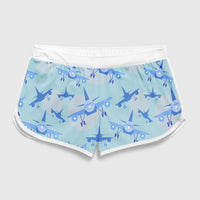Thumbnail for Super Funny Airplanes Designed Women Beach Style Shorts