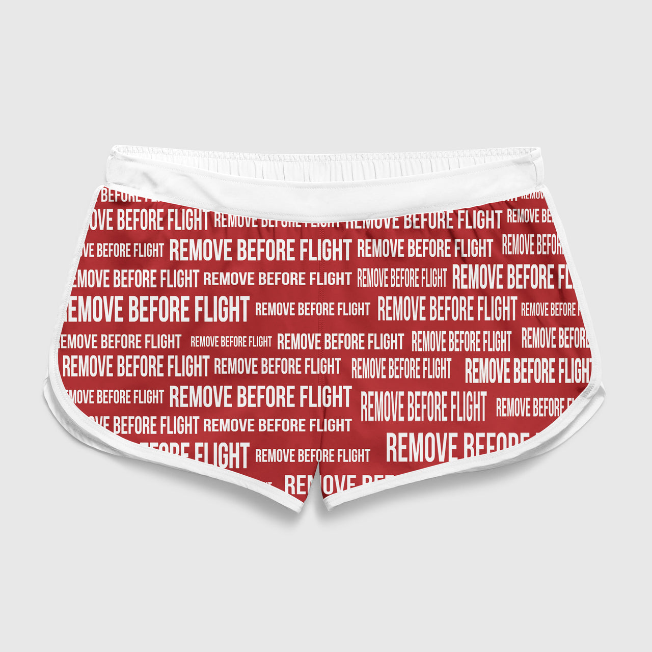 Remove Before Flight 3-Red Designed Women Beach Style Shorts