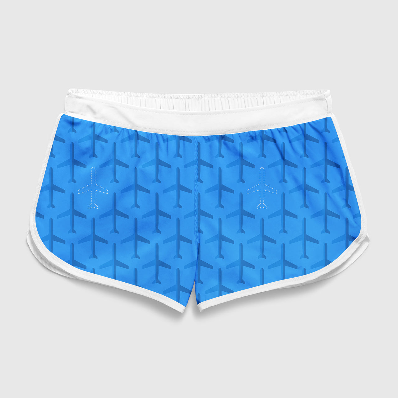 Blue Seamless Airplanes Designed Women Beach Style Shorts