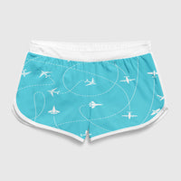 Thumbnail for Travel The The World By Plane Designed Women Beach Style Shorts
