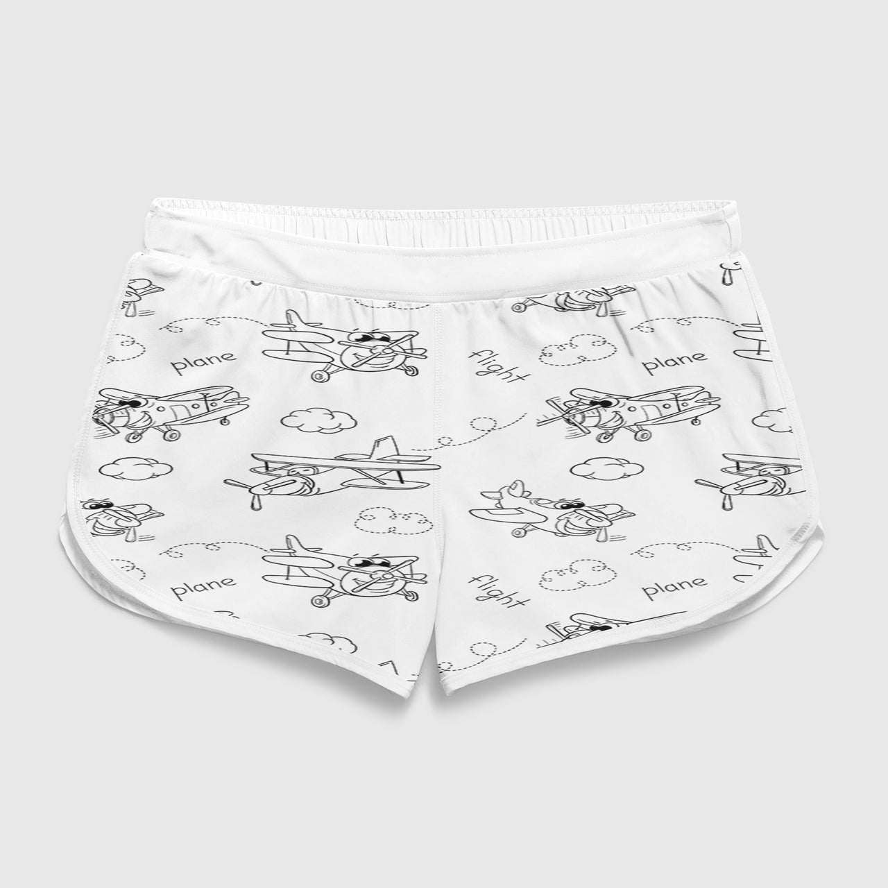 Cartoon Planes Designed Women Beach Style Shorts