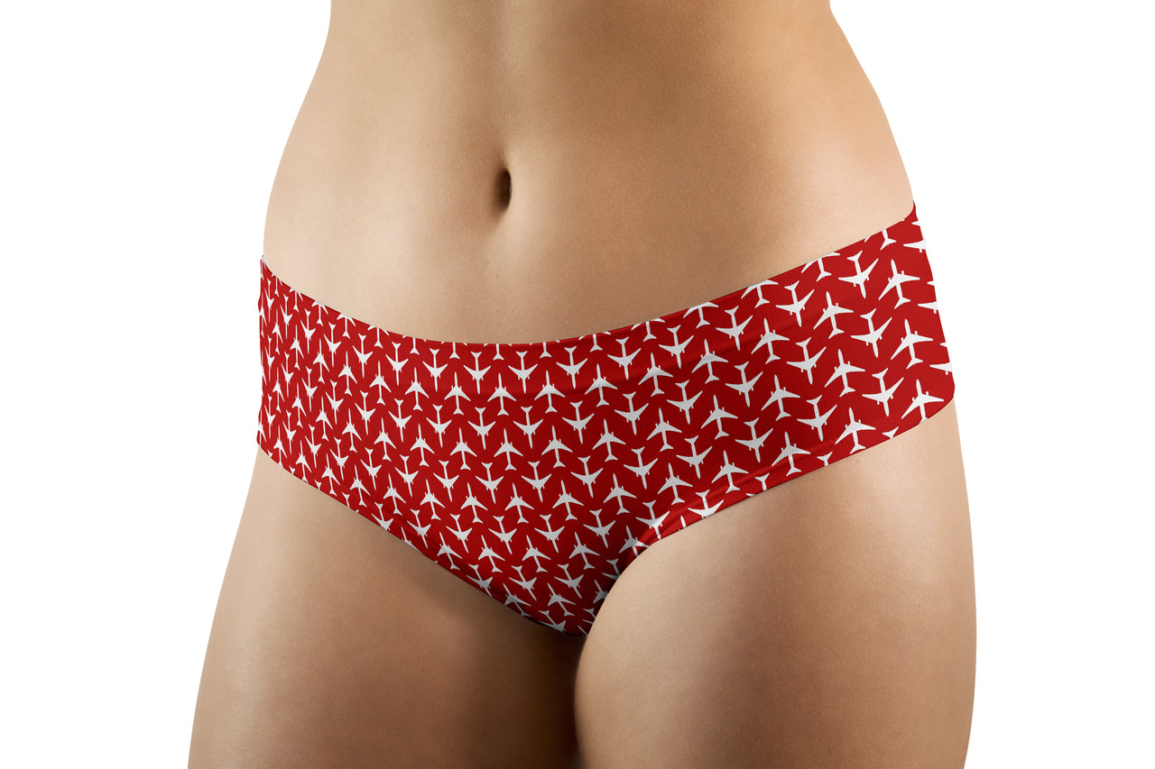 Perfectly Sized Seamless Airplanes Red Designed Women Panties & Shorts