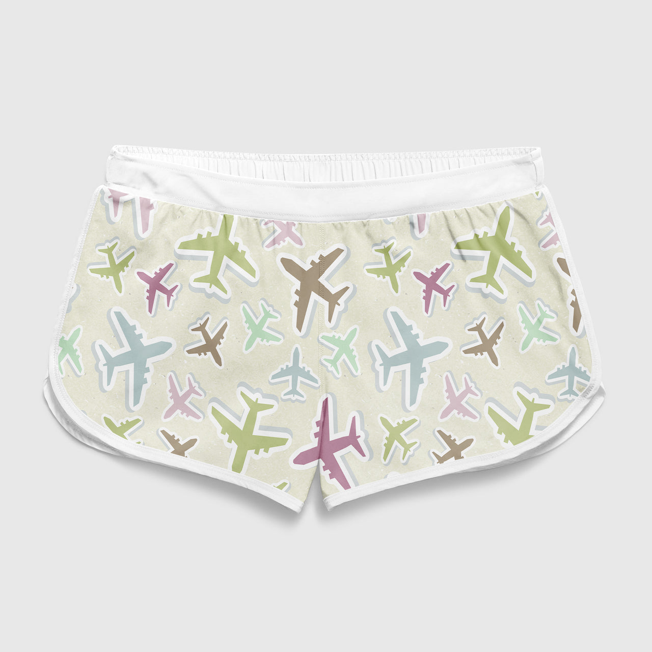 Seamless 3D Airplanes Designed Women Beach Style Shorts