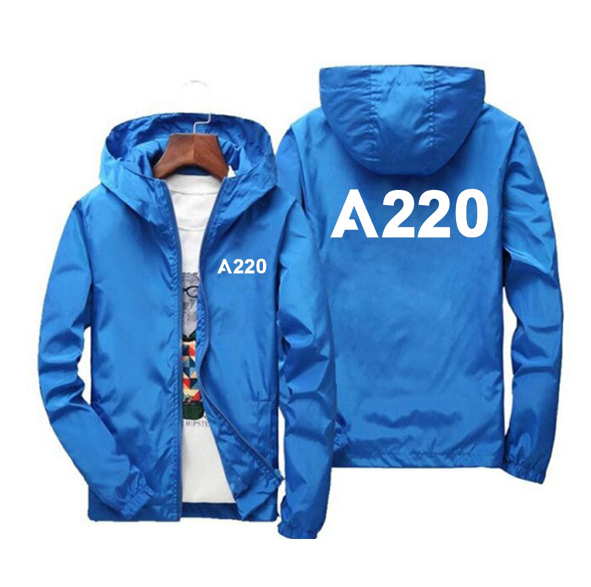 A220 Flat Text Designed Windbreaker Jackets